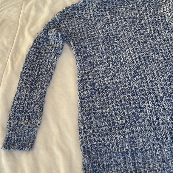 Ultra Flirt Blue and White Hooded Marked Knit Long Sleeve Sweater Size Large - Picture 9 of 10